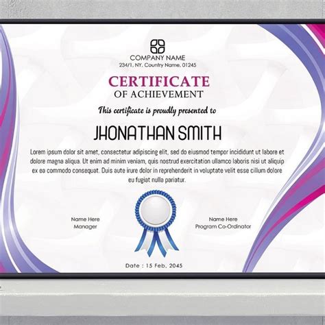 Certificate of Achievement Design Template Certificate Template ...