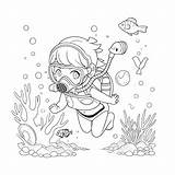 Snorkeling coloring page – Coloring Corner sketch template