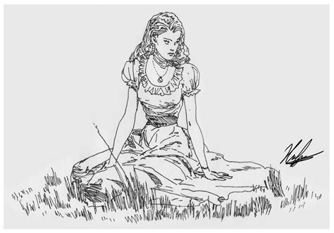 Girl sitting on grass by neoyurin on DeviantArt