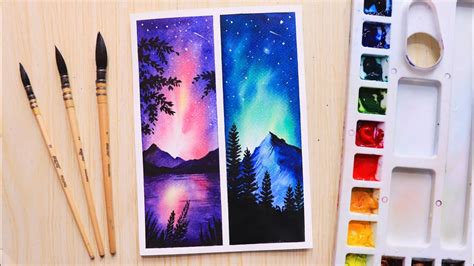 Easy watercolor painting ideas night sky for beginners step by step ...