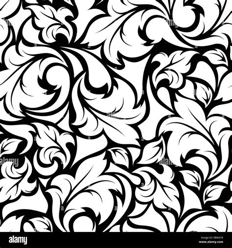 Vintage seamless black and white floral pattern. Vector illustration Stock Vector Image & Art ...