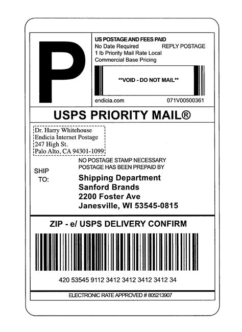 USPS Shipping Label Template Printable