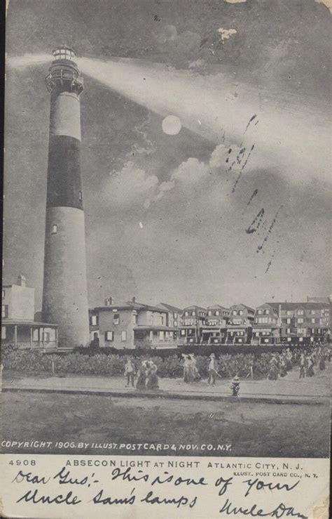 Night shot of the Absecon Lighthouse, Atlantic City, NJ, circa 1906 ...