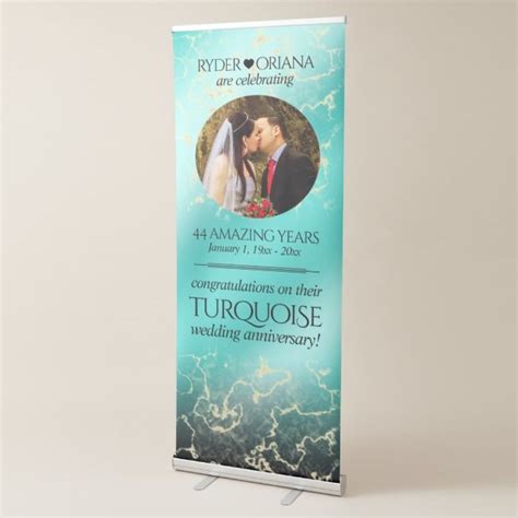 Elegant 11th 44th Turquoise Wedding Anniversary Retractable Banner | Zazzle | Turquoise wedding ...