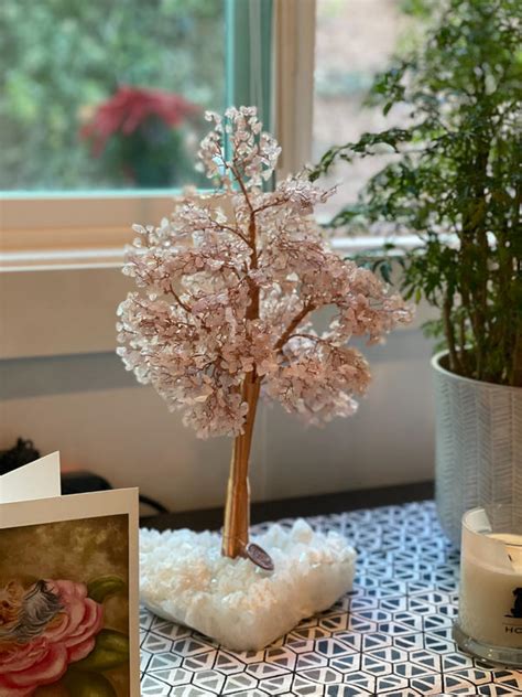 18 Inch Tall Rose Quartz Feng Shui Tree of Life | Karma and Luck