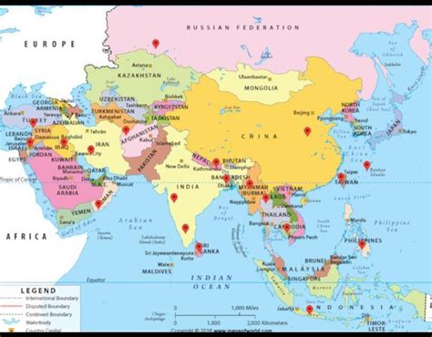 Asia Map With Capitals