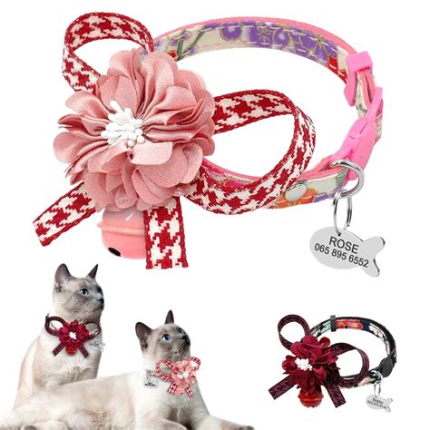 Quick Release Cat Collar Personalized Name Tag Kitten Collar Safety Cat ...