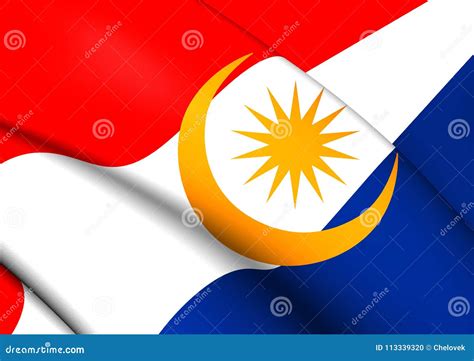 Labuan Malaysia Map With Malaysian National Flag Illustration Cartoon ...