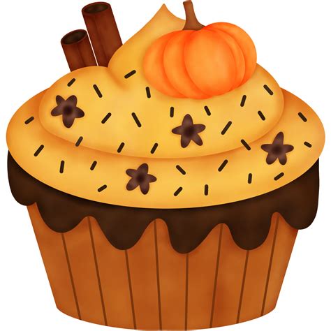 Watercolor Autumn Pumpkin Dessert. Pumpkin Cupcake 33489736 PNG