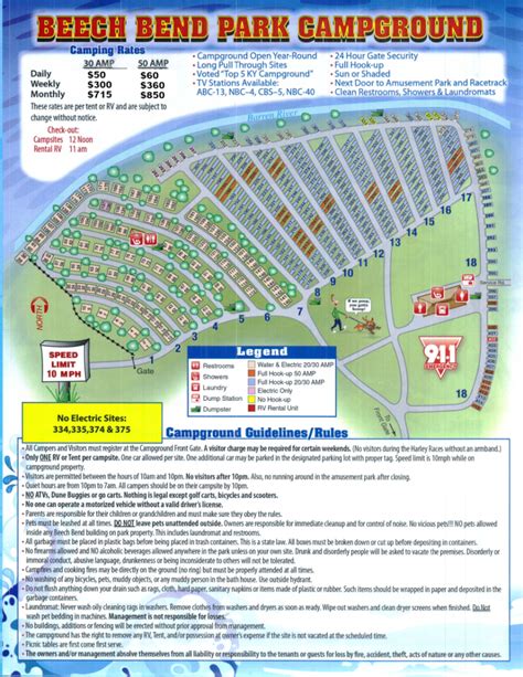 Campground Map | Beech Bend Park | Bowling Green, KY