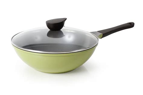 Wok (Chef's Pan) with Glass Lid - 12-inch Ceramic Nonstick in Olive Green by Neoflam >> Insider ...