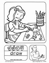 Sign Language Coloring Page Printable sketch template