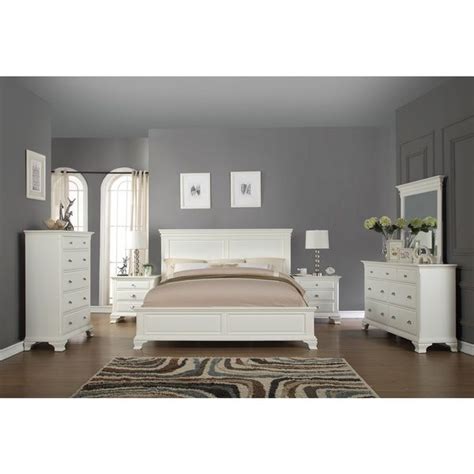 Roundhill Furniture Laveno 012 White Wood Bedroom Furniture Set ...