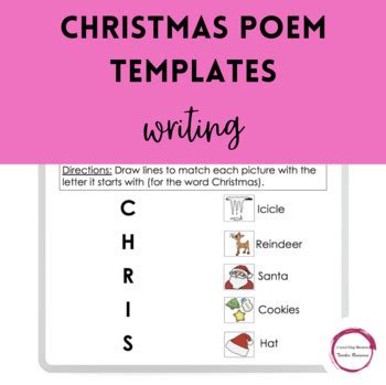 Christmas Poem Templates by Crystal King Mendoza Teacher Resources