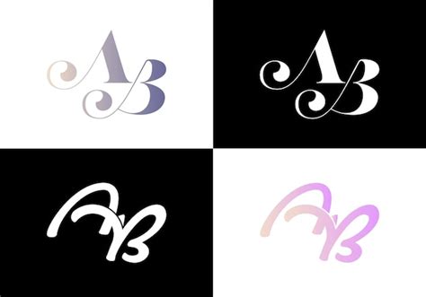 Premium Vector | AB letter logo design bundle Colored and black and ...