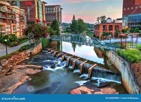 Greenville South Carolina Near Falls Park River Walk At Nigth ...