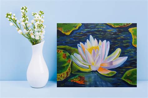 Lotus Flower Painting Water Lily Original Art Floral Oil - Etsy