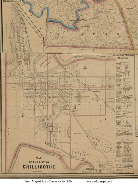 City of Chillicothe - Ross Co., Ohio 1860 Old Town Map Custom Print ...