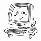 Computer Cartoon Coloring Pages Printable Outline Sketch Drawing Vector  sketch template