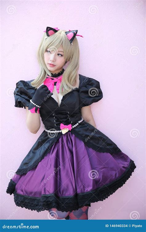 Japan Anime Cosplay , Portrait of Girl Cosplay in Pink Room Background Stock Photo - Image of ...