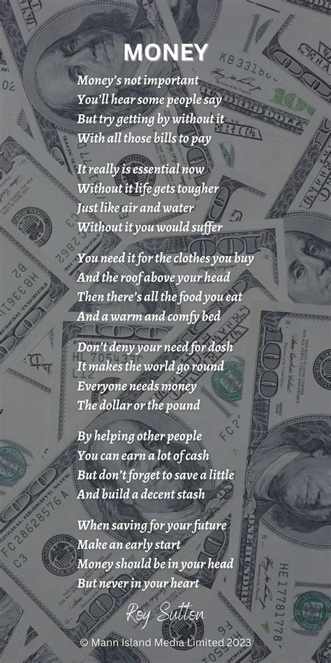 Poem about money to inspire you - Roy Sutton