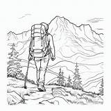 Premium AI Image  Realistic Mountaineer Hiking Coloring Page With Bold sketch template