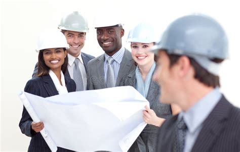 Engineer Smiling at His Team in the Background Stock Photo - Image of female, executive: 11268722