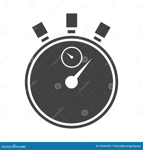 Flat black stopwatch icon stock vector. Illustration of watch - 105440796