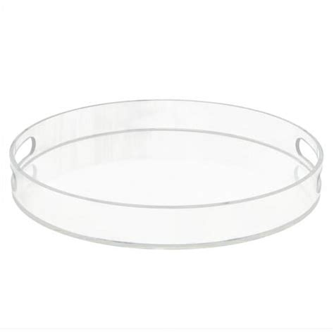 Waterproof Clear Acrylic Round Serving Tray w/Handles, 40cm Large for ...