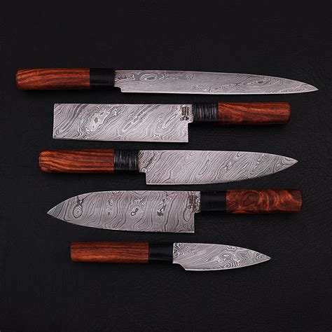 Damascus Professional Chef's Knife // 5 Piece Set - Black Forge Knives ...