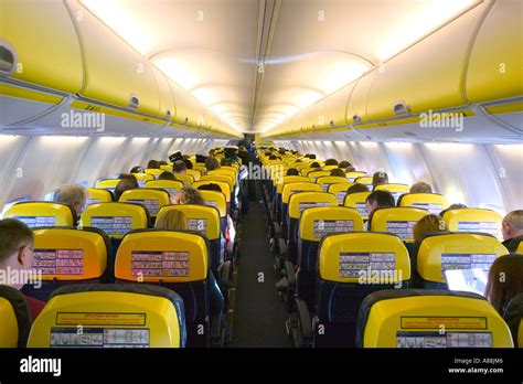 the interior of a Ryanair, Boeing 737-500 passenger Jet, with Stock ...