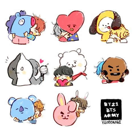 bts & bt21 fanart | ♡ | Gấu xám, Nhóm nhạc bts, Hài hước