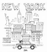 New York City Skyline Pencil Drawing Sketch Coloring Page sketch template