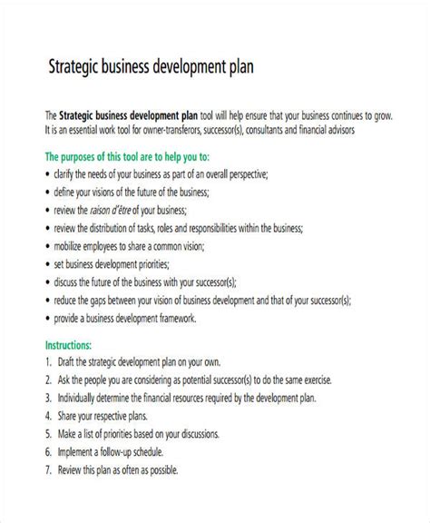 Strategic Business Development Plan Template