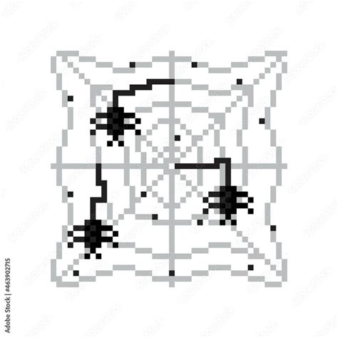 Spider web and spiders icon pixel art. Halloween Pixel art. Vector ...