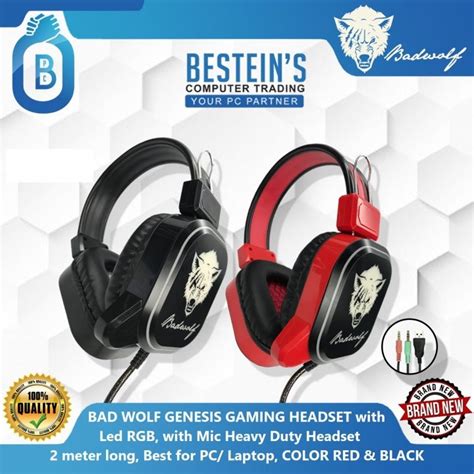 BAD WOLF GENESIS GAMING HEADSET with Led RGB, with Mic Heavy Duty Headset , 2meter long at 400. ...