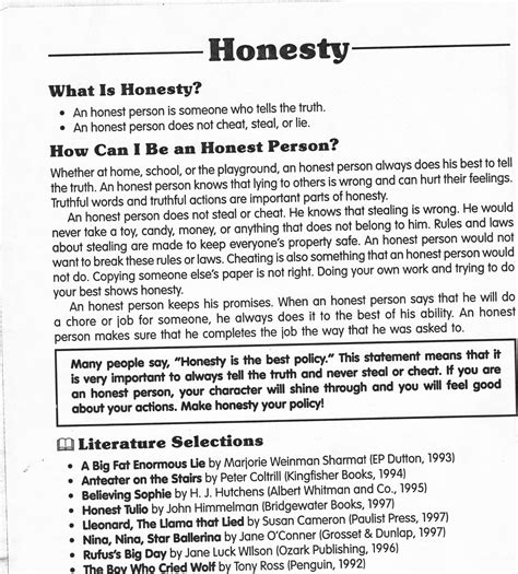 honesty worksheet honesty lesson therapy worksheets - character education honesty worksheets and ...