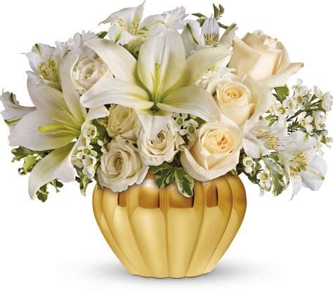 Teleflora's Touch of Gold | Wedding anniversary centerpieces, Anniversary centerpieces, 50 ...