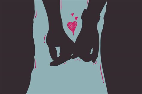 A couple of lovers hold hands tenderly. Vector silhouette 18767547 ...