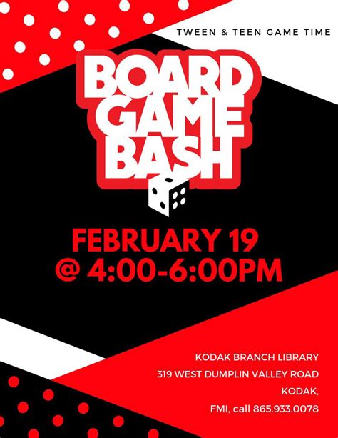 Game Board Time for Teens and Tweens at the Kodak Branch Library ...