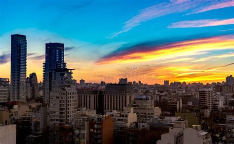 The Skyline of Buenos Aires in the Sunset Editorial Stock Photo - Image ...