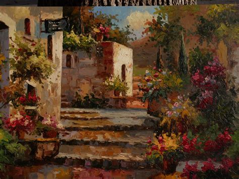 Italian Oil Paintings Oil Signed Italian Painting Village - lacoquetteac