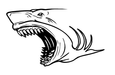 Scary outline attacking shark head tattoo design - Tattooimages.biz