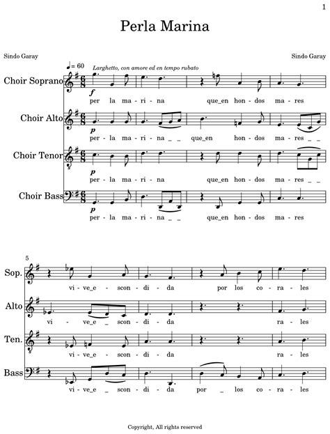 Perla Marina - Sheet music for Choir Aahs