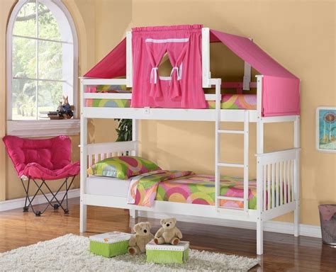 Low Loft Bed Tent Kit - Pink, White Wood, Bunk Bed Sold Separatelty ...
