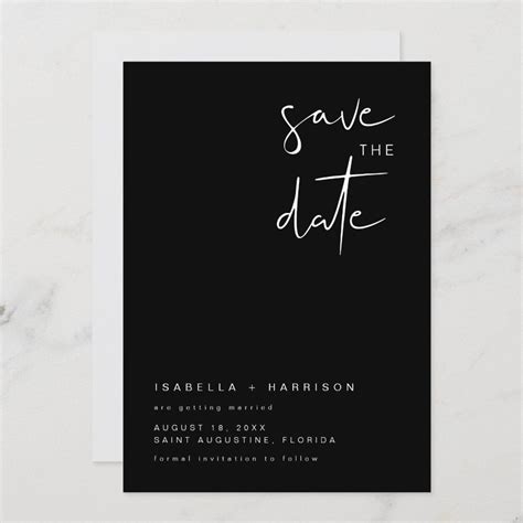 JOVI - Black White Modern Minimalist Save the Date Invitation | Zazzle | Black wedding ...