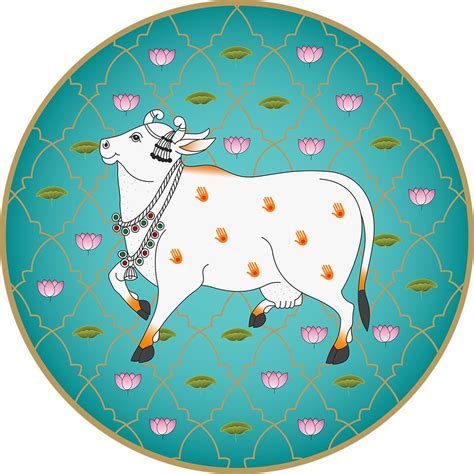 Beautiful Cow Pichwai Painting in Circle