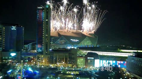 Fireworks after Super Bowl Halftime Show | AMAZING shot of fireworks at Mercedes-Benz Stadium ...