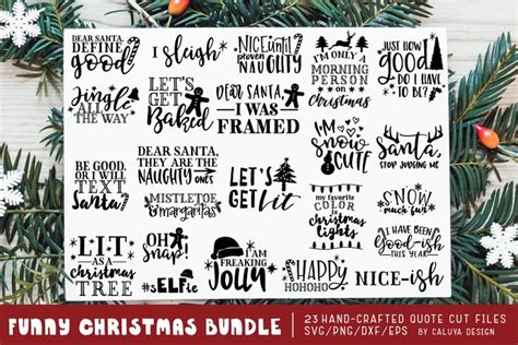 Funny Christmas Phrases SVG Cut File Bundle (145927)