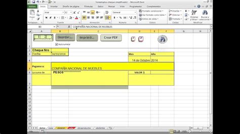 como llenar cheques por computador usando formato excel plus - YouTube